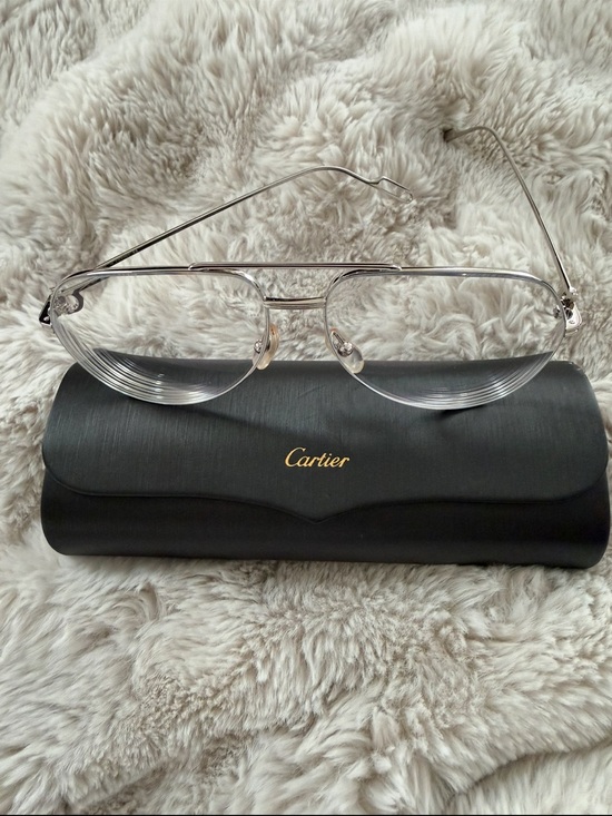 Cartier Accessories - Cartier Silver Rimless Glasses with Black Case